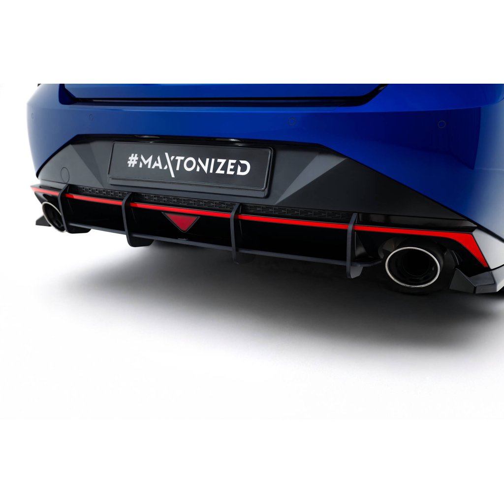 Maxton Design "Street Pro" difuzor zadního nárazníku pro Hyundai Elantra N Mk7, plast ABS bez povrchové úpravy, s černou a červenou linkou