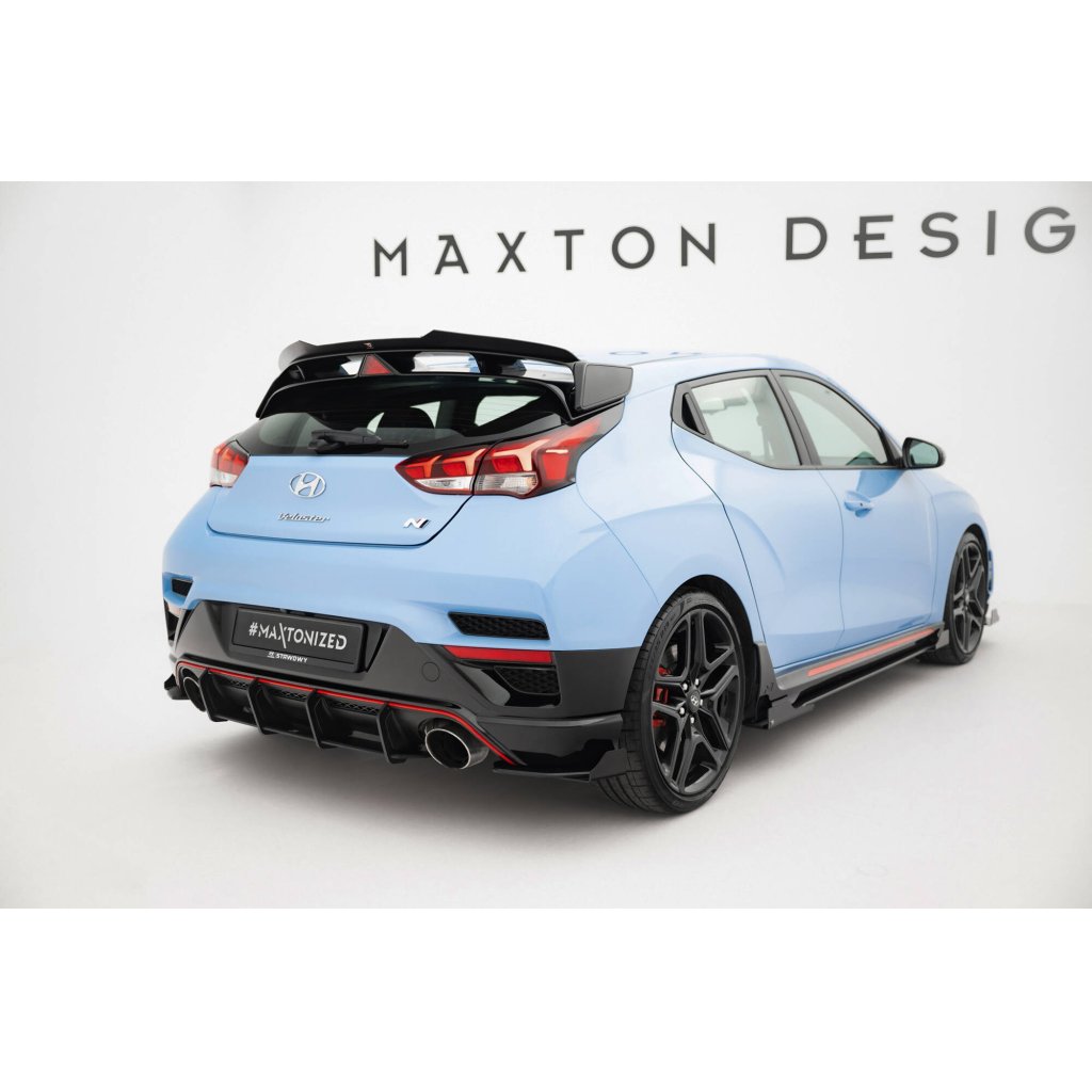 Maxton Design "Street Pro" difuzor zadního nárazníku pro Hyundai Veloster N Mk2, plast ABS bez povrchové úpravy, s černou a červenou linkou