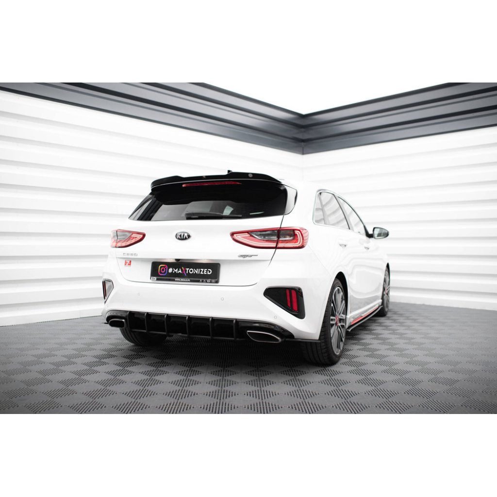 Maxton Design "Street Pro" difuzor zadního nárazníku pro Kia Cee'd Mk 3/ProCeed GT, plast ABS bez povrchové úpravy, s černou a červenou linkou