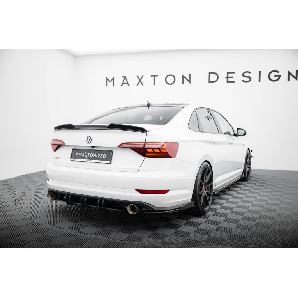 Maxton Design "Street Pro" difuzor zadního nárazníku pro Volkswagen Jetta Mk7 GLI, plast ABS bez povrchové úpravy, s černou linkou