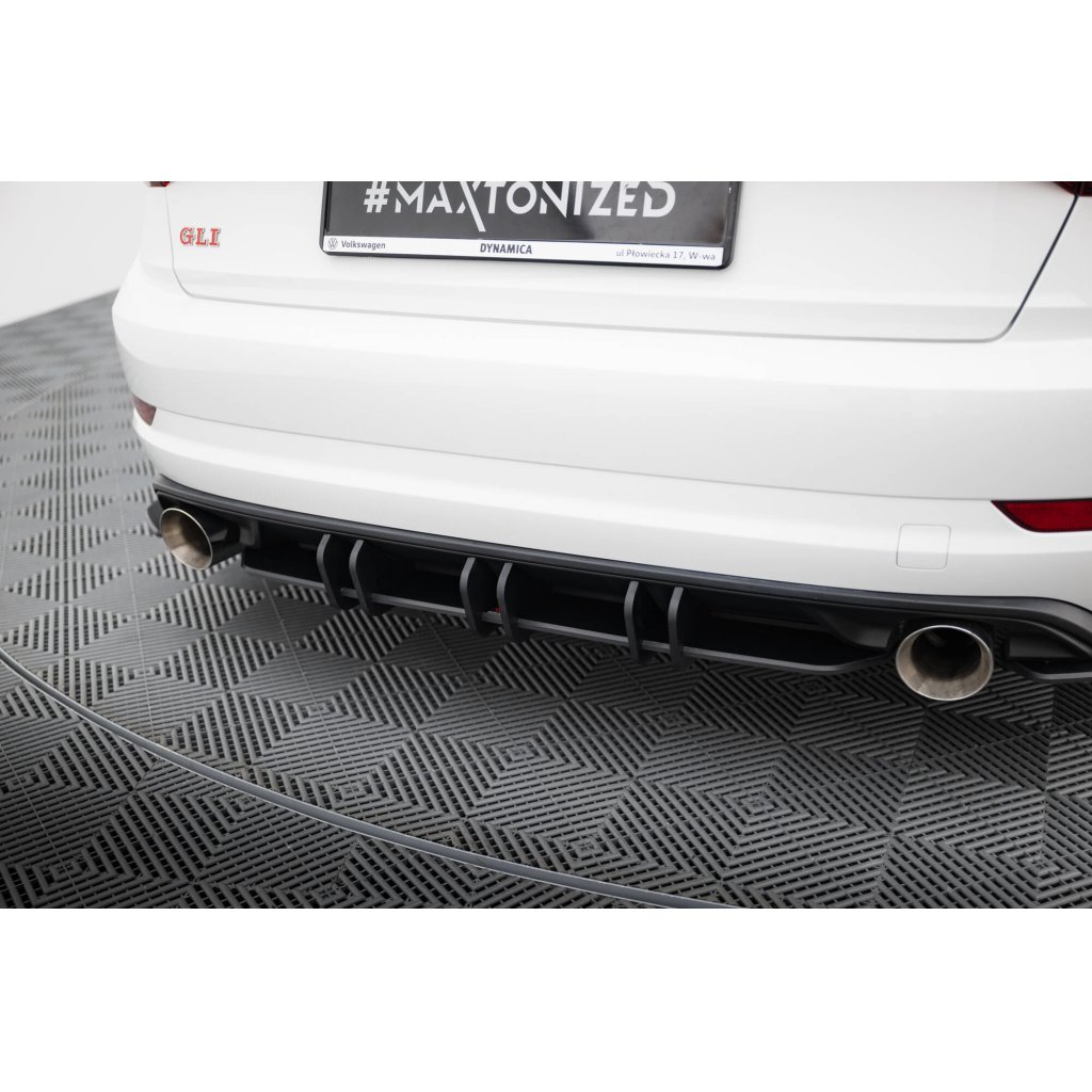 Maxton Design "Street Pro" difuzor zadního nárazníku pro Volkswagen Jetta Mk7 GLI, plast ABS bez povrchové úpravy, s černou linkou