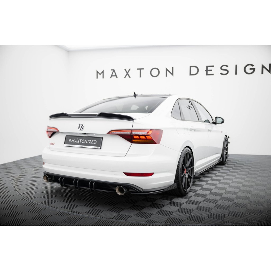 Maxton Design "Street Pro" difuzor zadního nárazníku pro Volkswagen Jetta Mk7 GLI, plast ABS bez povrchové úpravy, s černou linkou