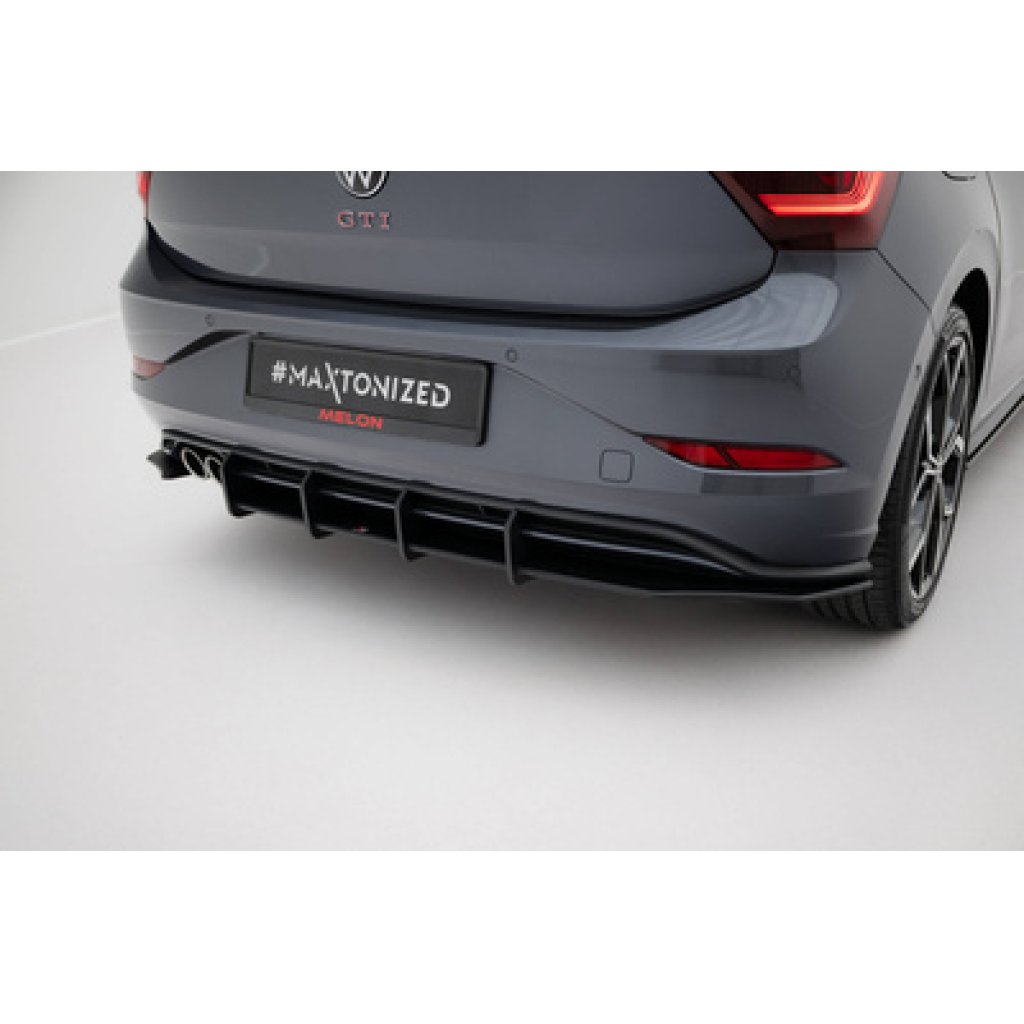 Maxton Design "Street Pro" difuzor zadního nárazníku pro Volkswagen Polo GTI Mk6 Facelift, plast ABS bez povrchové úpravy