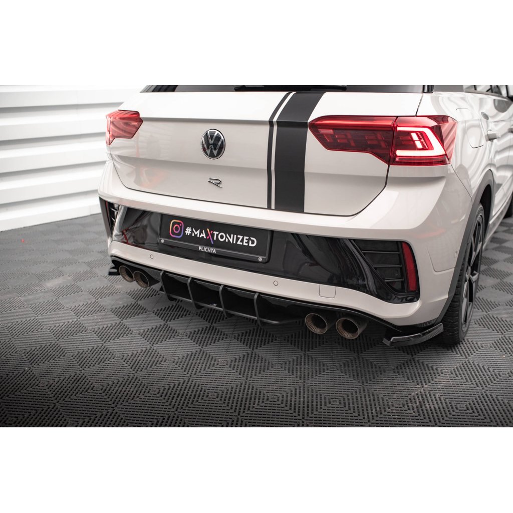 Maxton Design "Street Pro" difuzor zadního nárazníku pro Volkswagen T-roc R Mk1 Facelift, plast ABS bez povrchové úpravy, s černou a červenou linkou