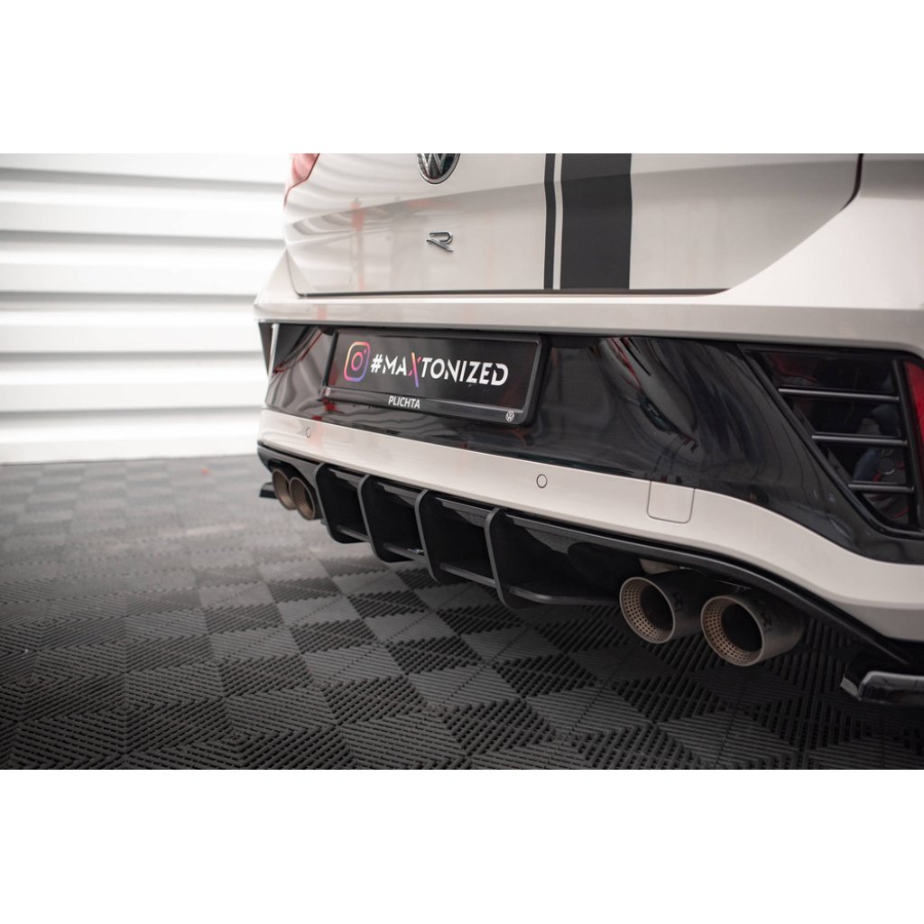 Maxton Design "Street Pro" difuzor zadního nárazníku pro Volkswagen T-roc R Mk1 Facelift, plast ABS bez povrchové úpravy, s černou a červenou linkou