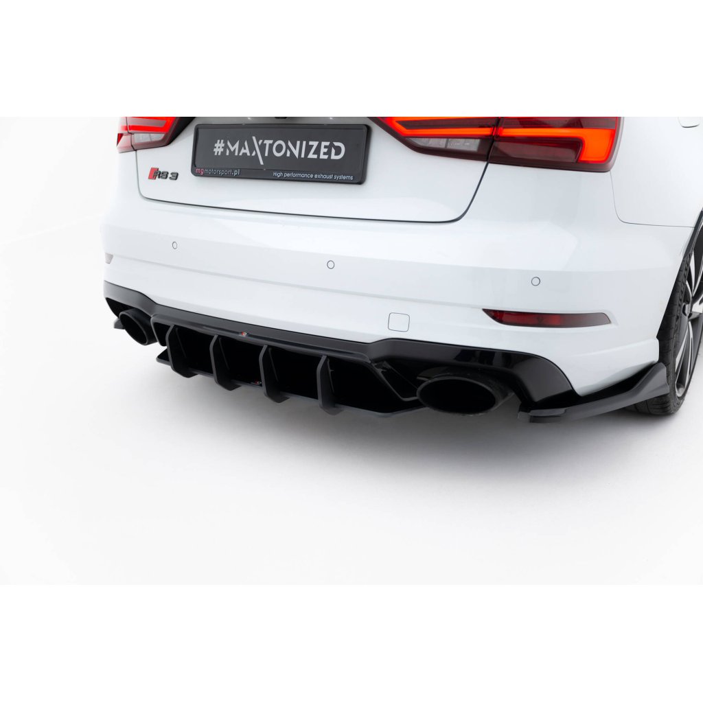 Maxton Design "Street Pro" difuzor zadního nárazníku v.2 pro Audi RS3 8V FL, plast ABS bez povrchové úpravy, Sedan, s černou a červenou linkou