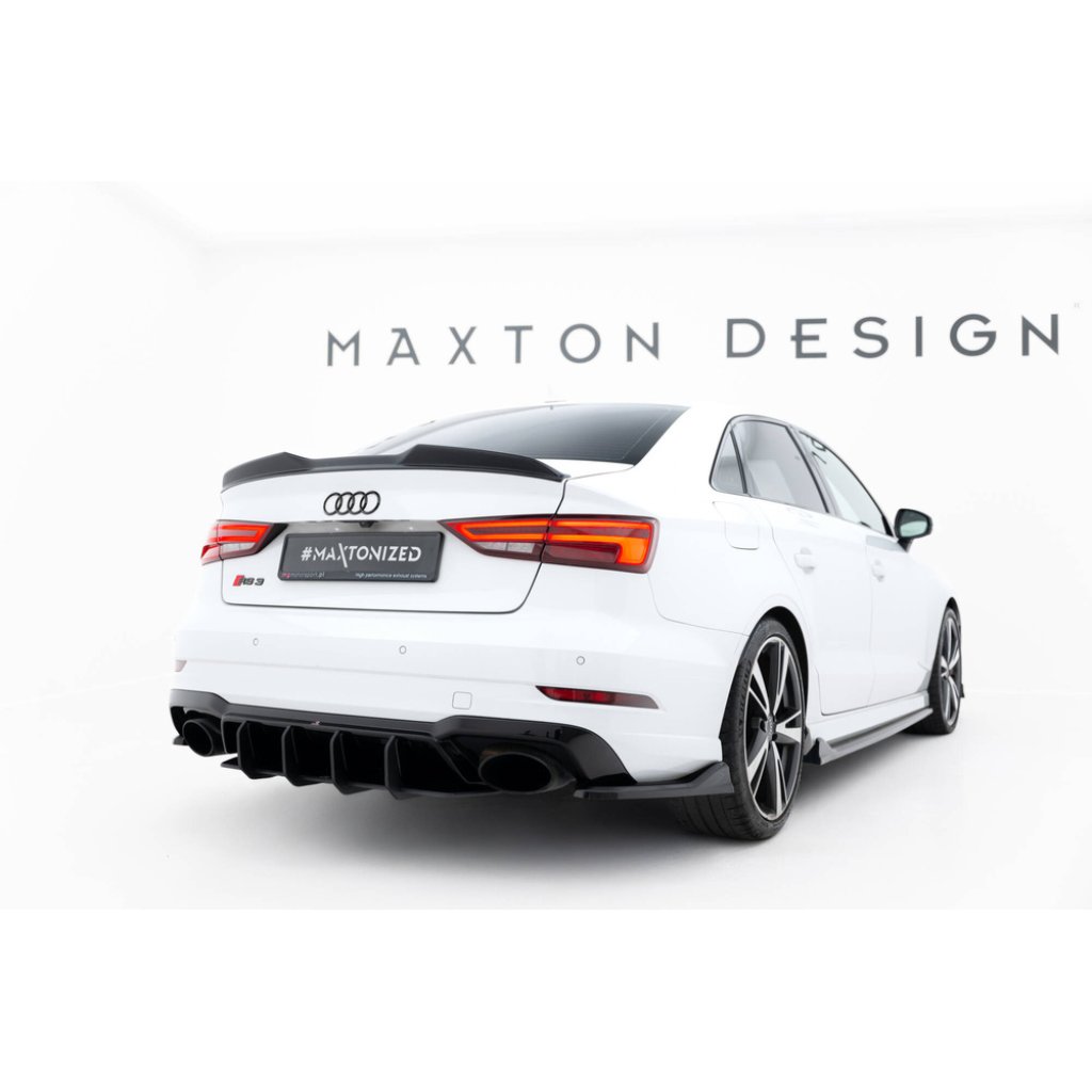 Maxton Design "Street Pro" difuzor zadního nárazníku v.2 pro Audi RS3 8V FL, plast ABS bez povrchové úpravy, Sedan, s černou a červenou linkou