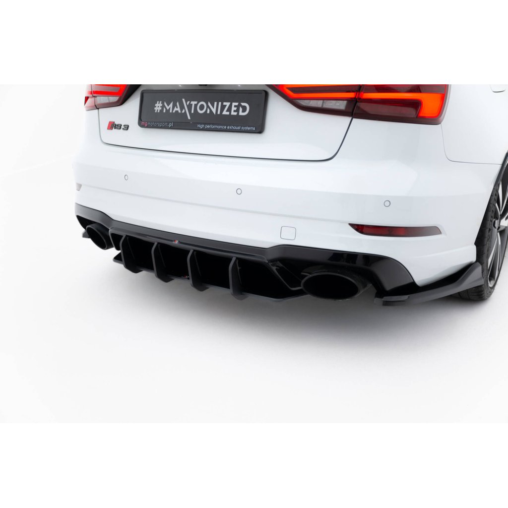 Maxton Design "Street Pro" difuzor zadního nárazníku v.2 pro Audi RS3 8V FL, plast ABS bez povrchové úpravy, Sedan, s černou a červenou linkou