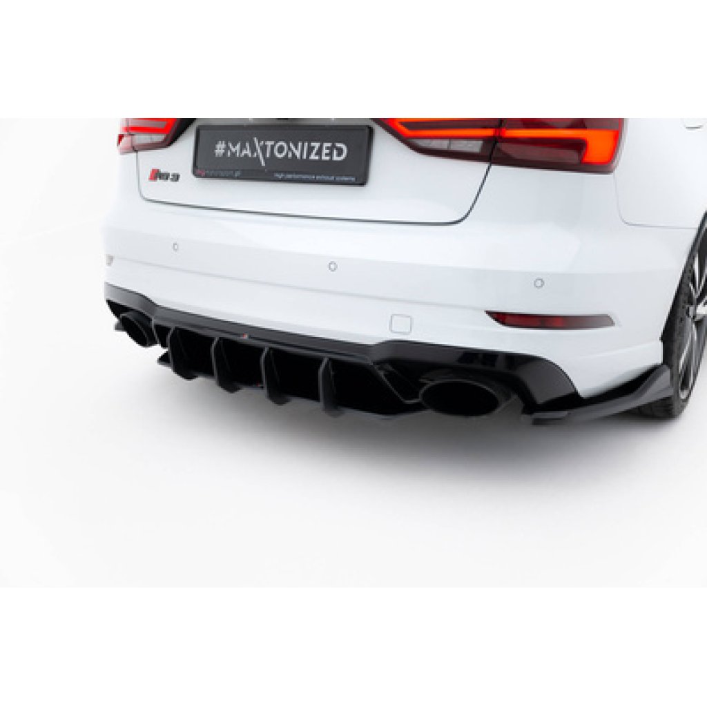 Maxton Design "Street Pro" difuzor zadního nárazníku v.2 pro Audi RS3 8V FL, plast ABS bez povrchové úpravy, Sedan, s černou a červenou linkou