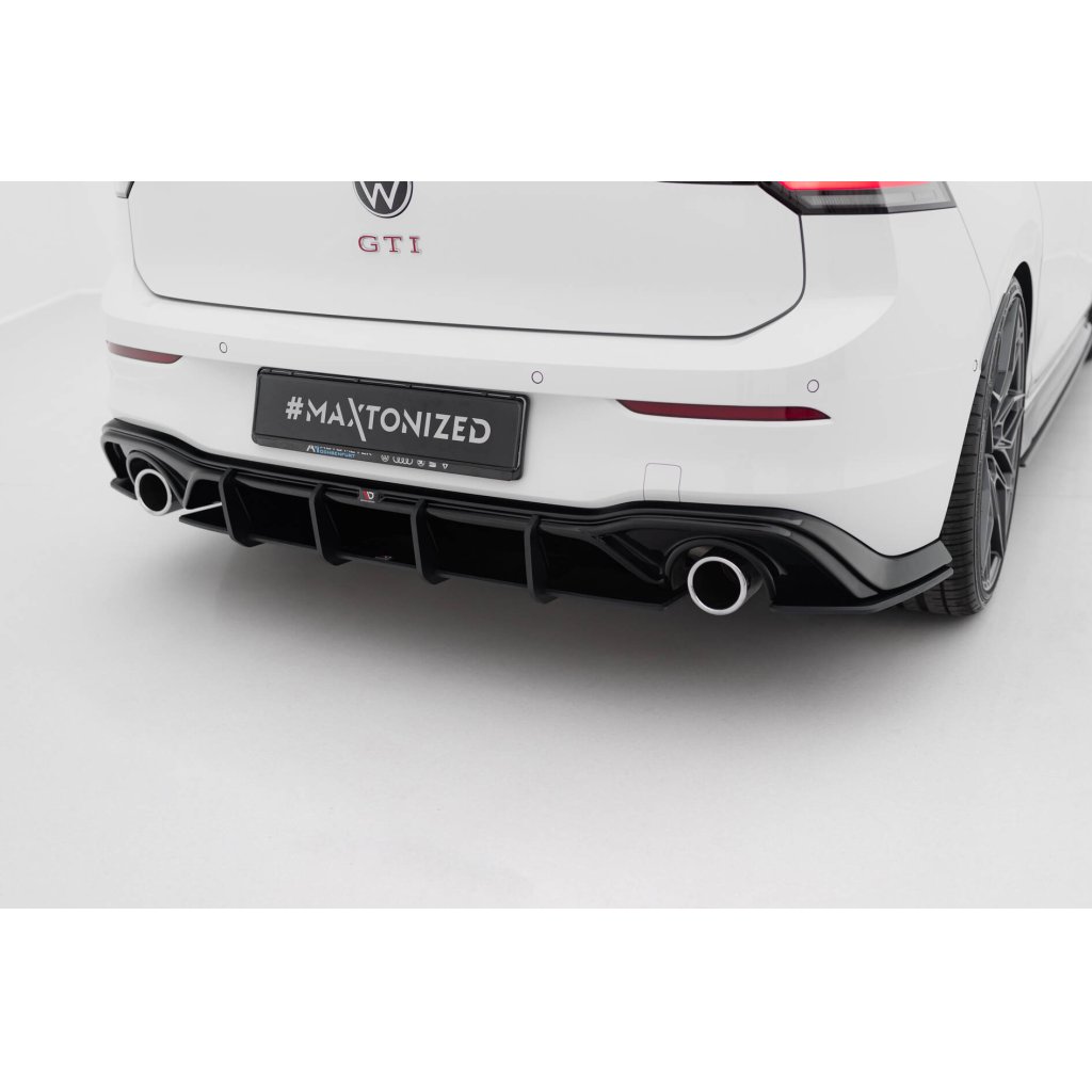 Maxton Design "Street Pro" difuzor zadního nárazníku v.3 pro Volkswagen Golf GTI Mk8, Mk8 Facelift, plast ABS bez povrchové úpravy, s červenou linkou
