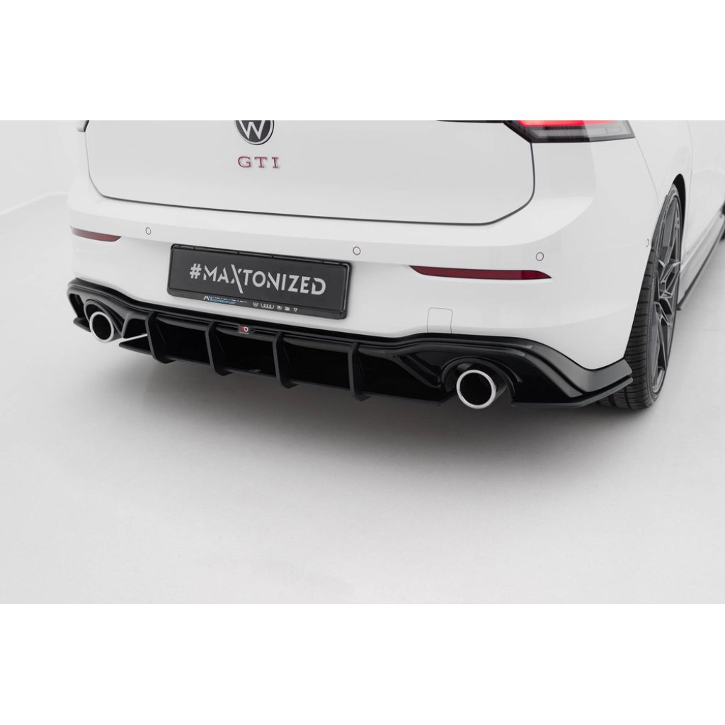 Maxton Design "Street Pro" difuzor zadního nárazníku v.3 pro Volkswagen Golf GTI Mk8, Mk8 Facelift, plast ABS bez povrchové úpravy, s červenou linkou