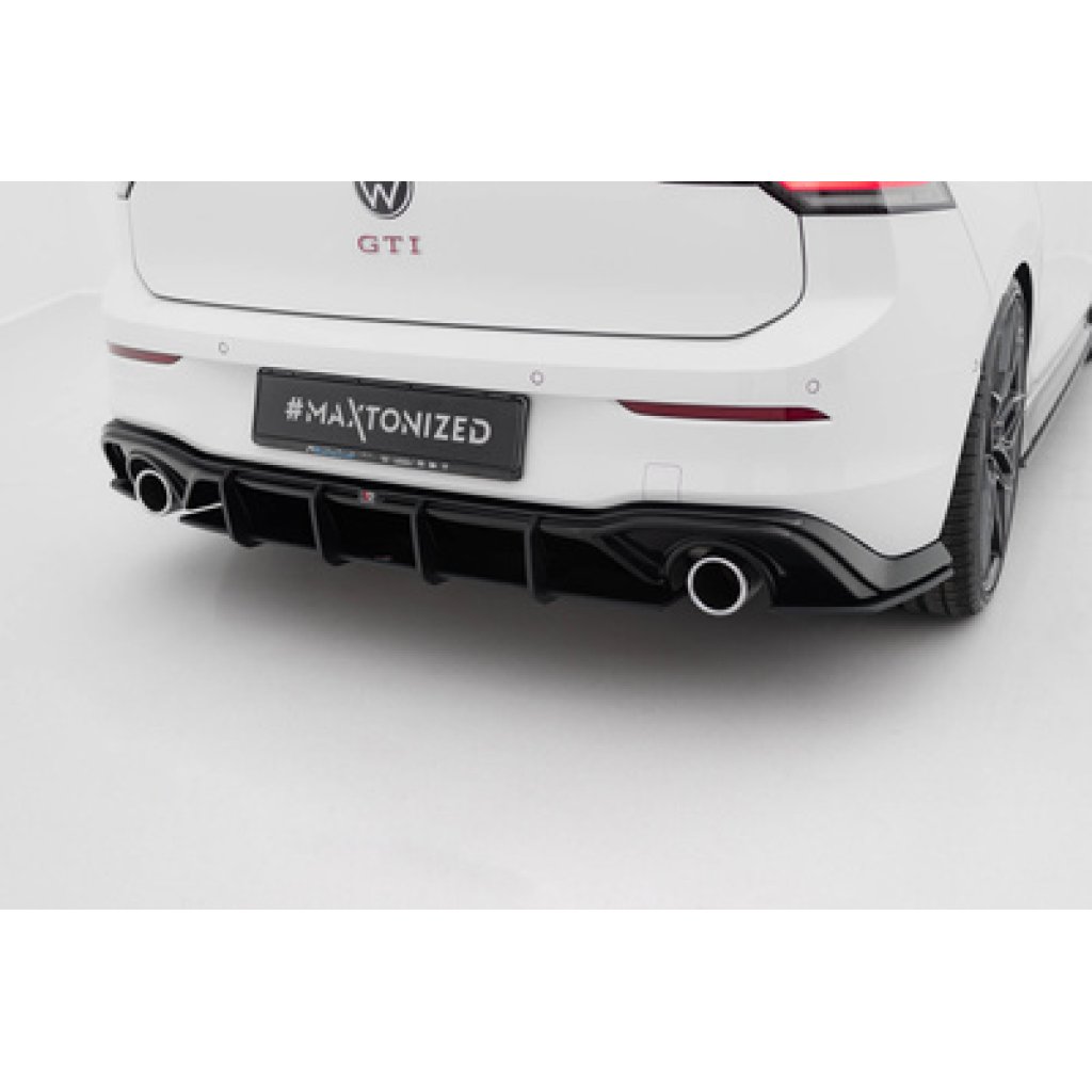 Maxton Design "Street Pro" difuzor zadního nárazníku v.3 pro Volkswagen Golf GTI Mk8, Mk8 Facelift, plast ABS bez povrchové úpravy, s červenou linkou