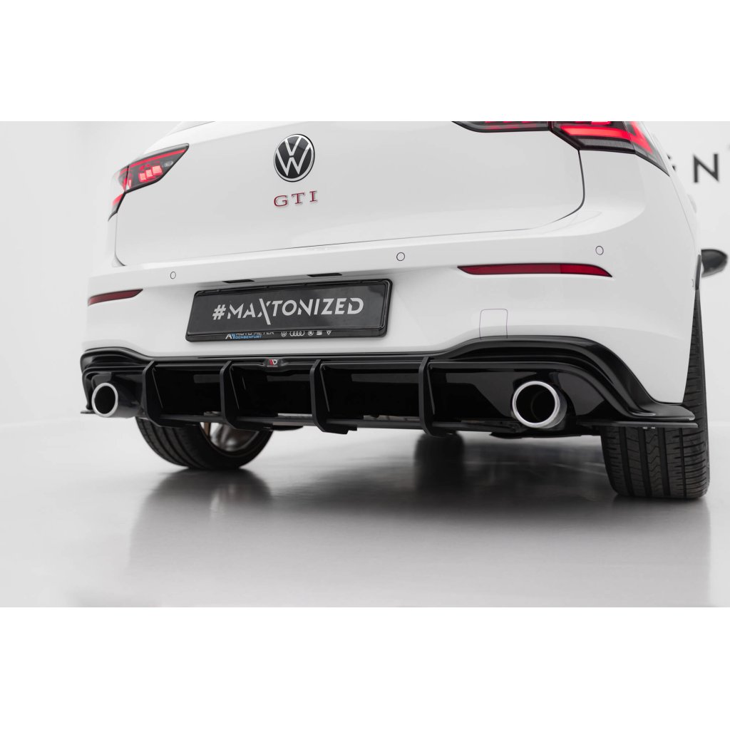 Maxton Design "Street Pro" difuzor zadního nárazníku v.4 pro Volkswagen Golf GTI Mk8, Mk8 Facelift, plast ABS bez povrchové úpravy, s červenou linkou