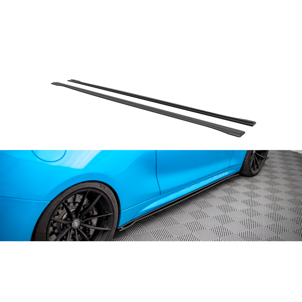 Maxton Design "Street Pro" difuzory pod boční prahy pro BMW M2 F87, plast ABS bez povrchové úpravy, s červenou linkou