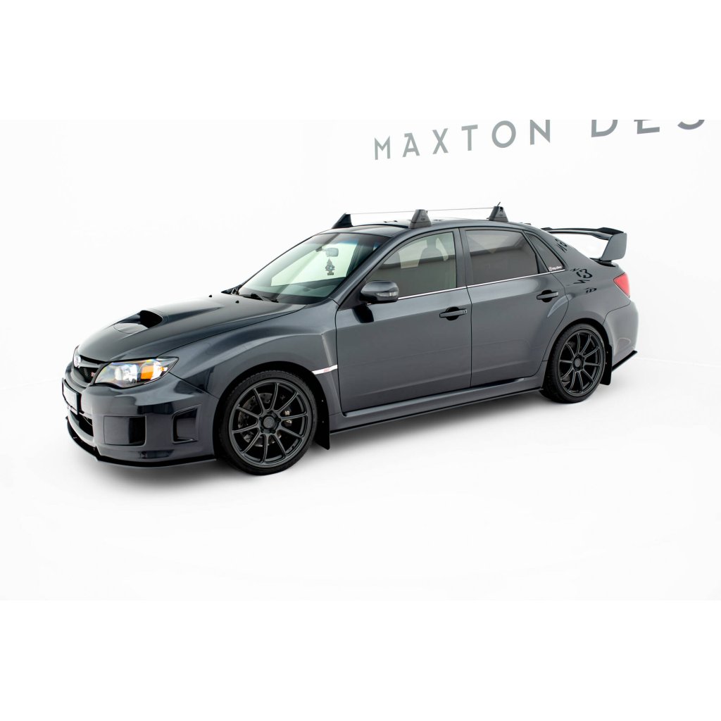 Maxton Design "Street Pro" difuzory pod boční prahy pro Subaru Impreza WRX STi Mk3 Facelift, plast ABS bez povrchové úpravy, s černou a červenou linkou