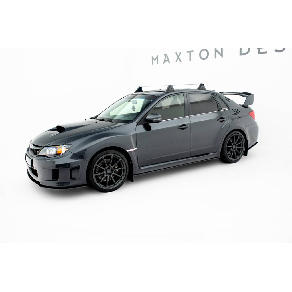 Maxton Design "Street Pro" difuzory pod boční prahy pro Subaru Impreza WRX STi Mk3 Facelift, plast ABS bez povrchové úpravy, s černou a červenou linkou