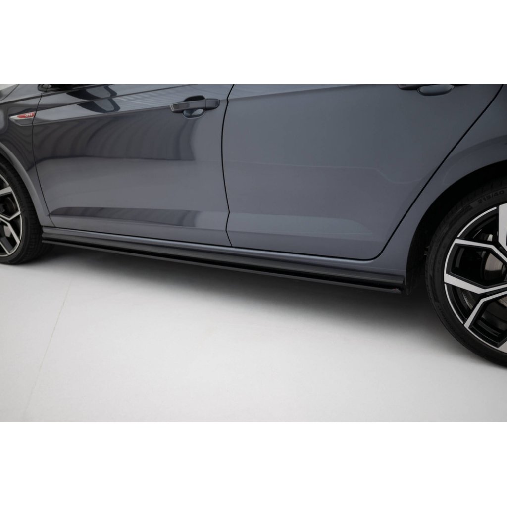 Maxton Design "Street Pro" difuzory pod boční prahy pro Volkswagen Polo GTI Mk6 Facelift, plast ABS bez povrchové úpravy, s černou a červenou linkou