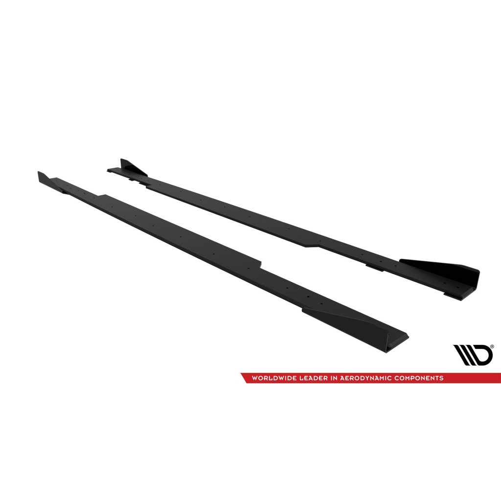 Maxton Design "Street Pro" difuzory pod boční prahy s křidélky pro BMW řada 2 G42 Standard, plast ABS bez povrchové úpravy, s červenou linkou
