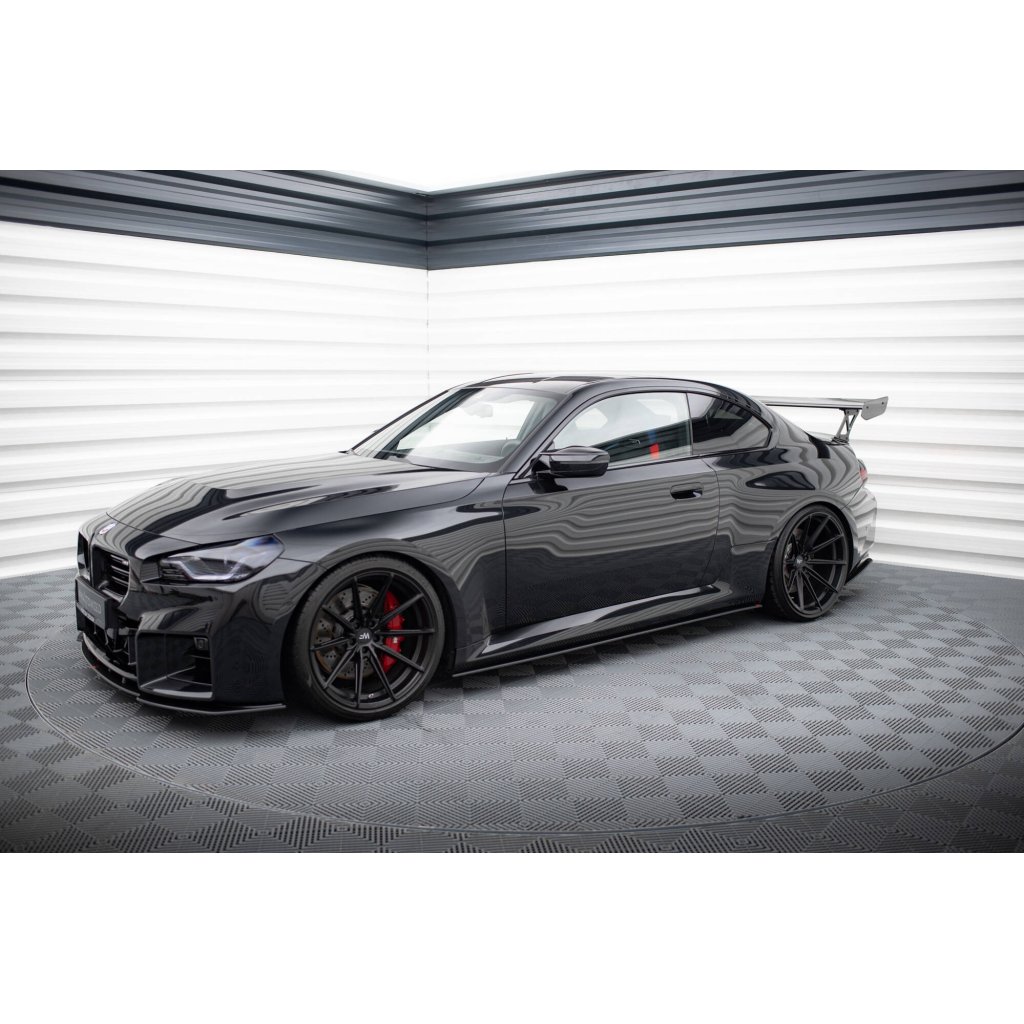 Maxton Design "Street Pro" difuzory pod boční prahy ver.1 pro BMW M2 G87, plast ABS bez povrchové úpravy, s červenou linkou