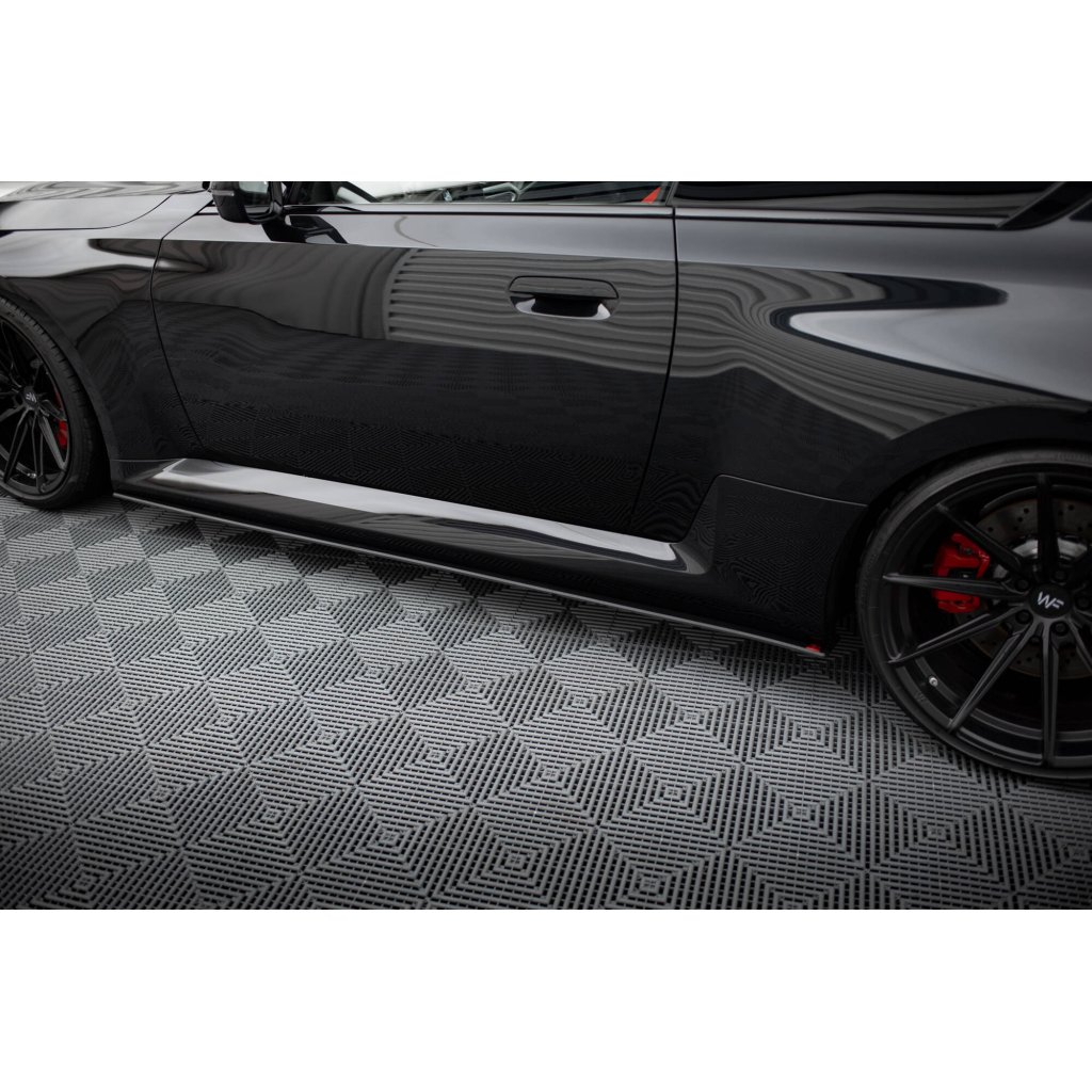 Maxton Design "Street Pro" difuzory pod boční prahy ver.1 pro BMW M2 G87, plast ABS bez povrchové úpravy, s červenou linkou