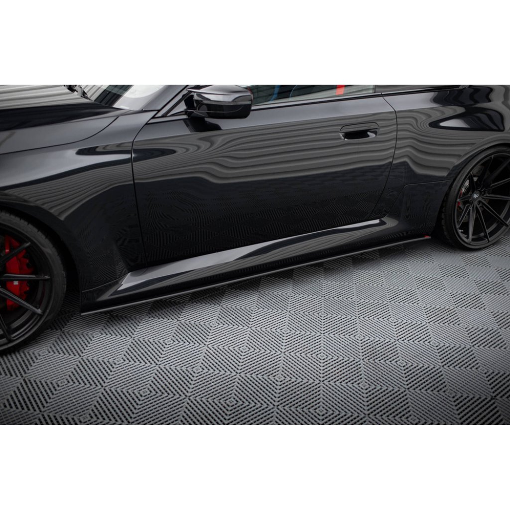 Maxton Design "Street Pro" difuzory pod boční prahy ver.1 pro BMW M2 G87, plast ABS bez povrchové úpravy, s červenou linkou