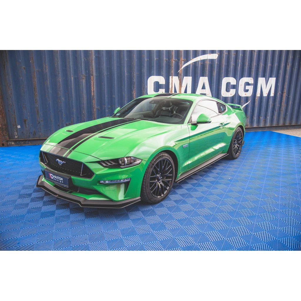 Maxton Design "Street Pro" difuzory pod boční prahy ver.1 pro Ford Mustang MK6 GT Facelift, plast ABS bez povrchové úpravy, s červenou linkou