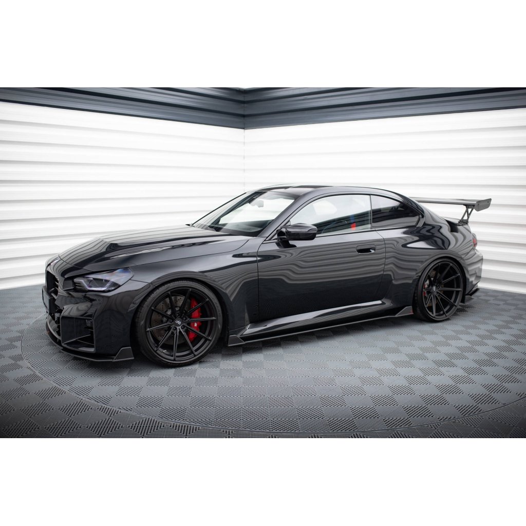 Maxton Design "Street Pro" difuzory pod boční prahy ver.2 pro BMW M2 G87, plast ABS bez povrchové úpravy, s červenou linkou
