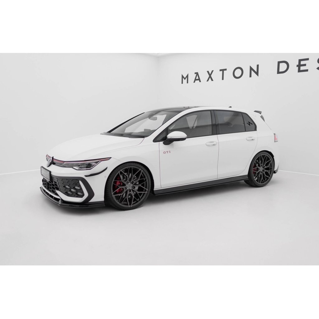 Maxton Design "Street Pro" difuzory pod boční prahy ver.2 pro Volkswagen Golf R-Line Mk8, plast ABS bez povrchové úpravy, s černou a červenou linkou