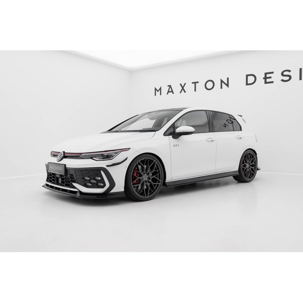 Maxton Design "Street Pro" difuzory pod boční prahy ver.2 pro Volkswagen Golf R-Line Mk8, plast ABS bez povrchové úpravy, s černou a červenou linkou