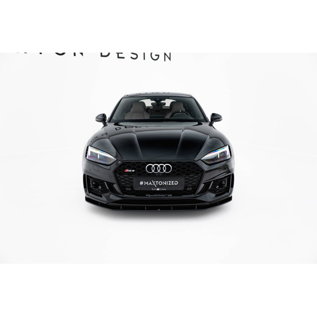 Maxton Design "Street Pro" spoiler pod přední nárazník pro Audi RS5 F5, plast ABS bez povrchové úpravy, Coupe / Sportback, s černou a červenou linkou