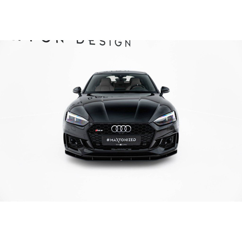 Maxton Design "Street Pro" spoiler pod přední nárazník pro Audi RS5 F5, plast ABS bez povrchové úpravy, Coupe / Sportback, s černou a červenou linkou