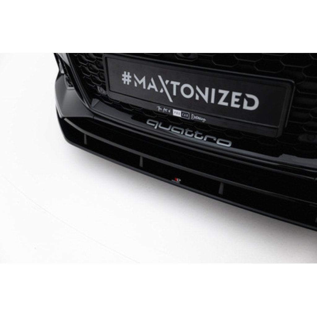 Maxton Design "Street Pro" spoiler pod přední nárazník pro Audi RS5 F5, plast ABS bez povrchové úpravy, Coupe / Sportback, s černou a červenou linkou