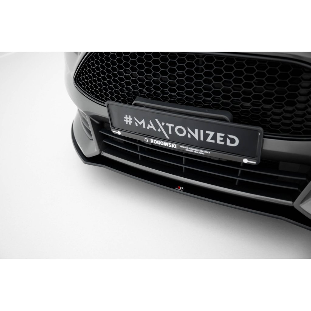Maxton Design "Street Pro" spoiler pod přední nárazník pro Ford Focus ST Mk3 Facelift, plast ABS bez povrchové úpravy, s červenou linkou