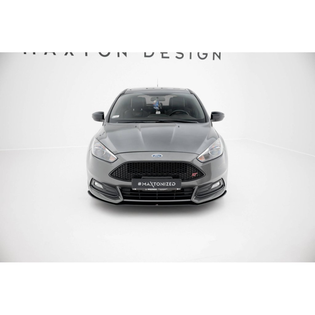 Maxton Design "Street Pro" spoiler pod přední nárazník pro Ford Focus ST Mk3 Facelift, plast ABS bez povrchové úpravy, s červenou linkou