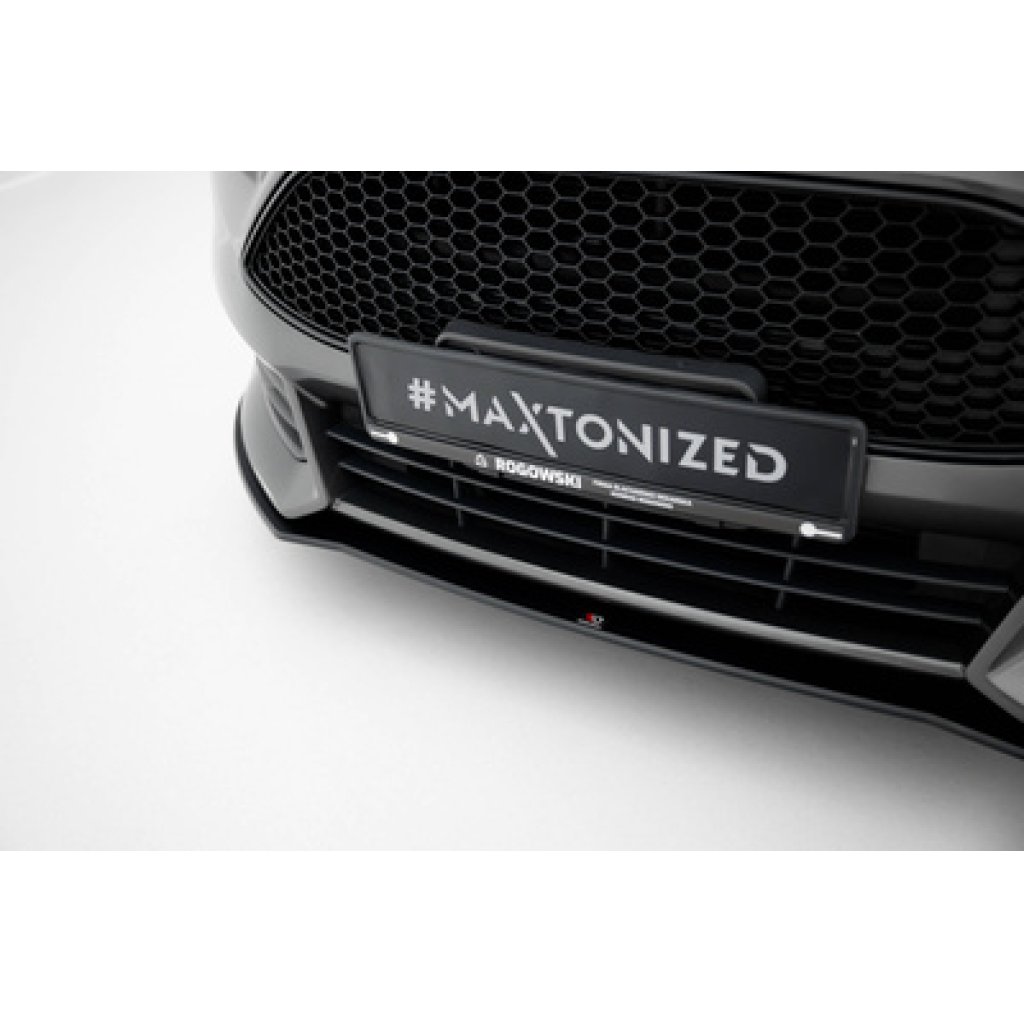 Maxton Design "Street Pro" spoiler pod přední nárazník pro Ford Focus ST Mk3 Facelift, plast ABS bez povrchové úpravy, s červenou linkou