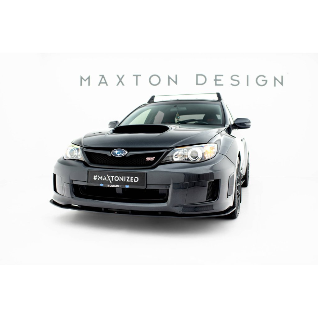 Maxton Design "Street Pro" spoiler pod přední nárazník pro Subaru Impreza WRX STi Mk3 Facelift, plast ABS bez povrchové úpravy, s černou a červenou linkou
