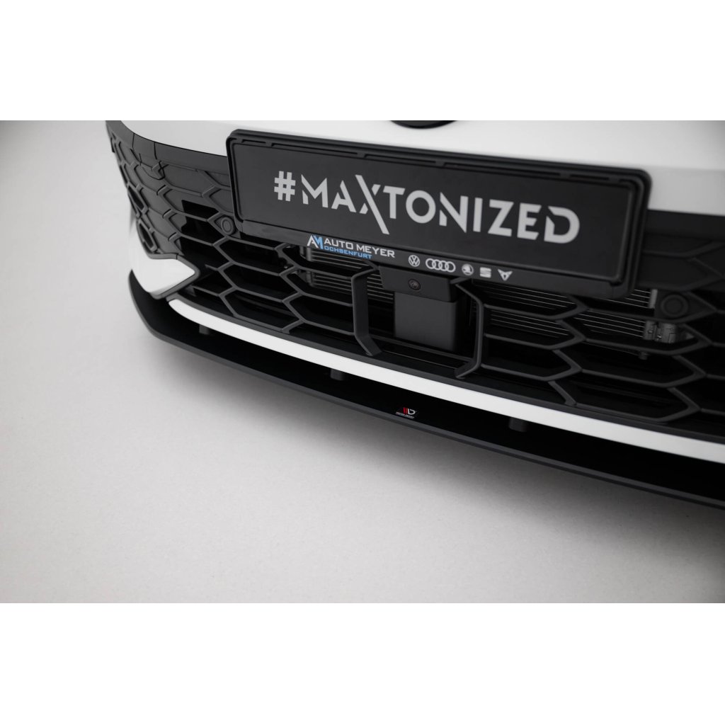 Maxton Design "Street Pro" spoiler pod přední nárazník pro Volkswagen Golf R-Line Mk8 Facelift, plast ABS bez povrchové úpravy, s černou a červenou linkou