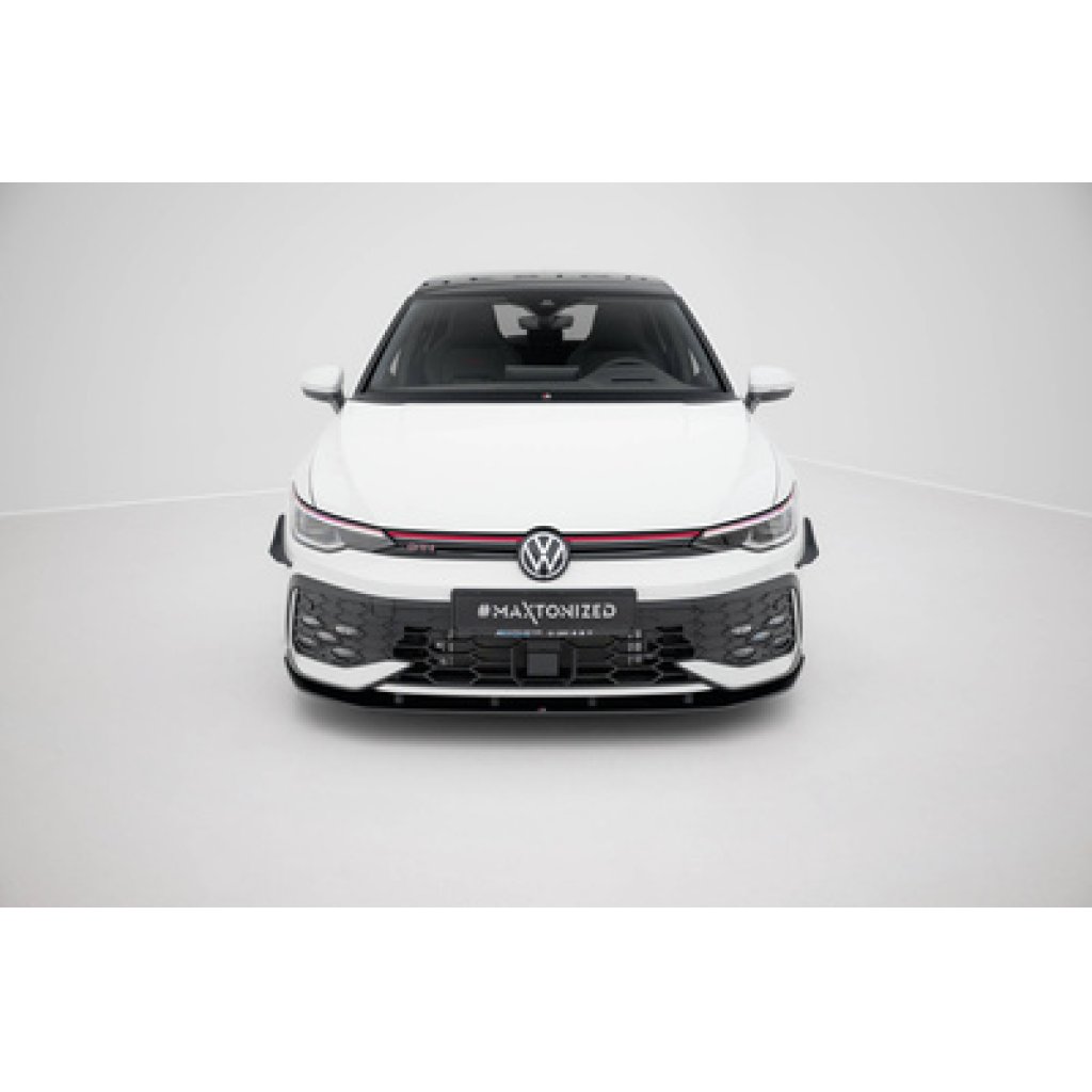 Maxton Design "Street Pro" spoiler pod přední nárazník pro Volkswagen Golf R-Line Mk8 Facelift, plast ABS bez povrchové úpravy, s černou a červenou linkou
