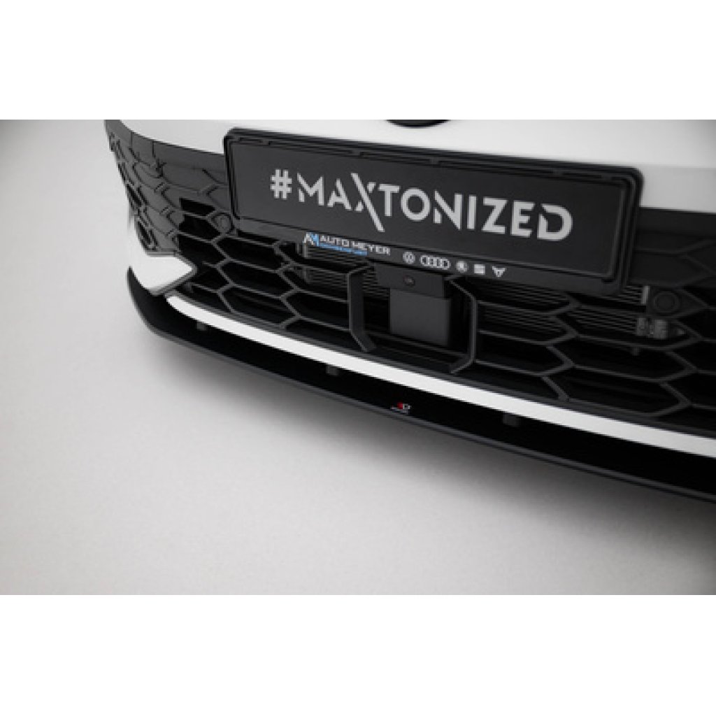 Maxton Design "Street Pro" spoiler pod přední nárazník pro Volkswagen Golf R-Line Mk8 Facelift, plast ABS bez povrchové úpravy, s černou a červenou linkou