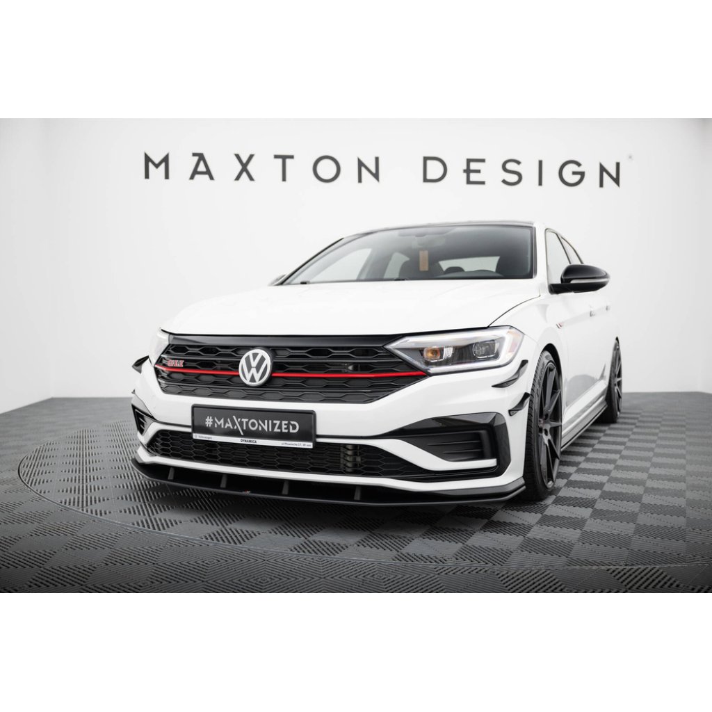 Maxton Design "Street Pro" spoiler pod přední nárazník pro Volkswagen Jetta Mk7 GLI, plast ABS bez povrchové úpravy, s černou a červenou linkou