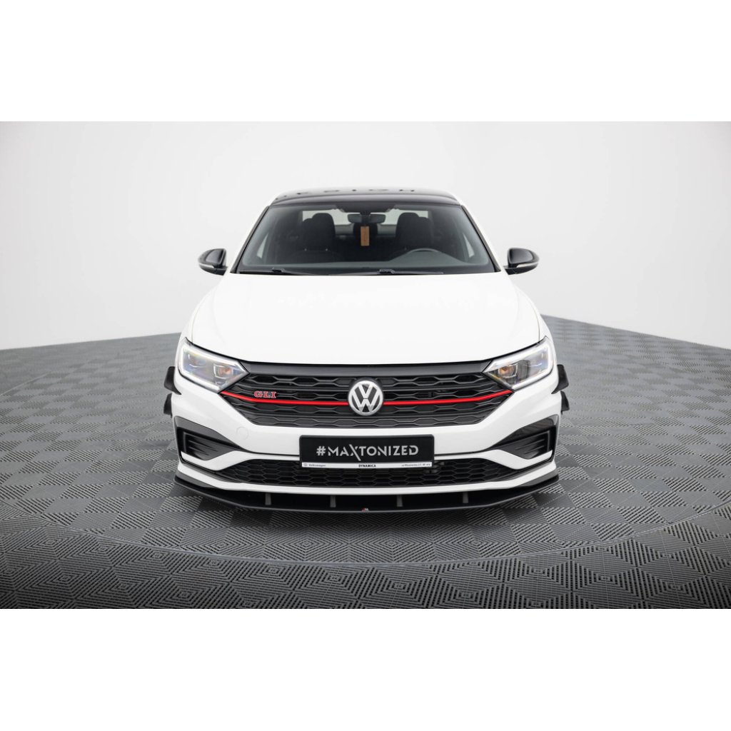 Maxton Design "Street Pro" spoiler pod přední nárazník pro Volkswagen Jetta Mk7 GLI, plast ABS bez povrchové úpravy, s černou a červenou linkou