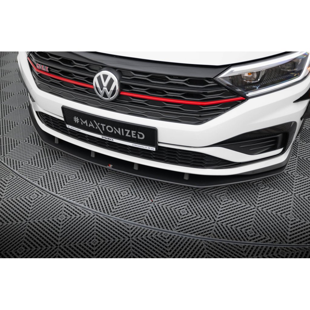 Maxton Design "Street Pro" spoiler pod přední nárazník pro Volkswagen Jetta Mk7 GLI, plast ABS bez povrchové úpravy, s černou a červenou linkou