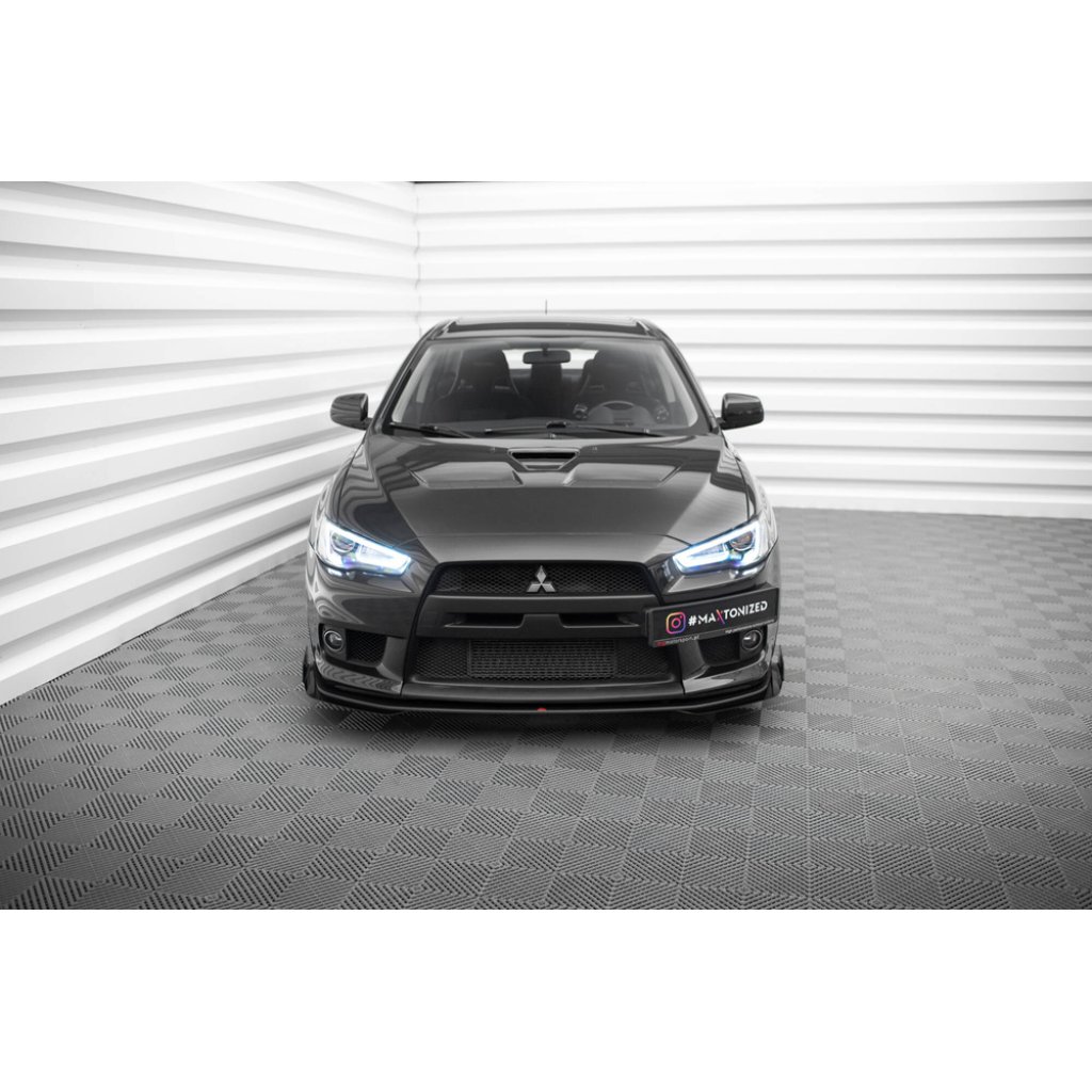 Maxton Design "Street Pro" spoiler pod přední nárazník s křidélky pro Mitsubishi Lancer Evo Mk10, plast ABS bez povrchové úpravy
