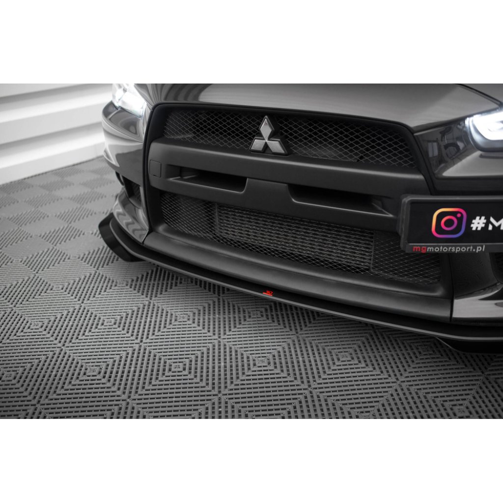 Maxton Design "Street Pro" spoiler pod přední nárazník s křidélky pro Mitsubishi Lancer Evo Mk10, plast ABS bez povrchové úpravy