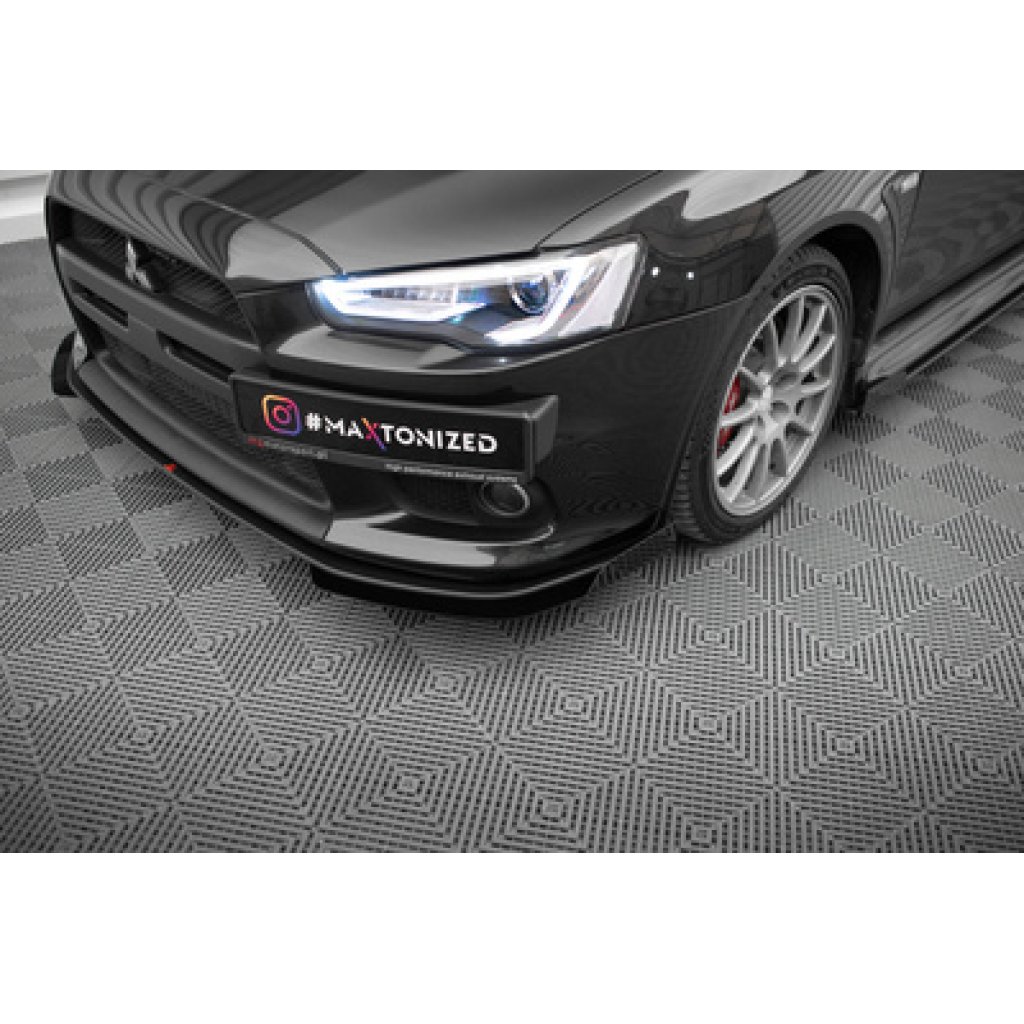 Maxton Design "Street Pro" spoiler pod přední nárazník s křidélky pro Mitsubishi Lancer Evo Mk10, plast ABS bez povrchové úpravy