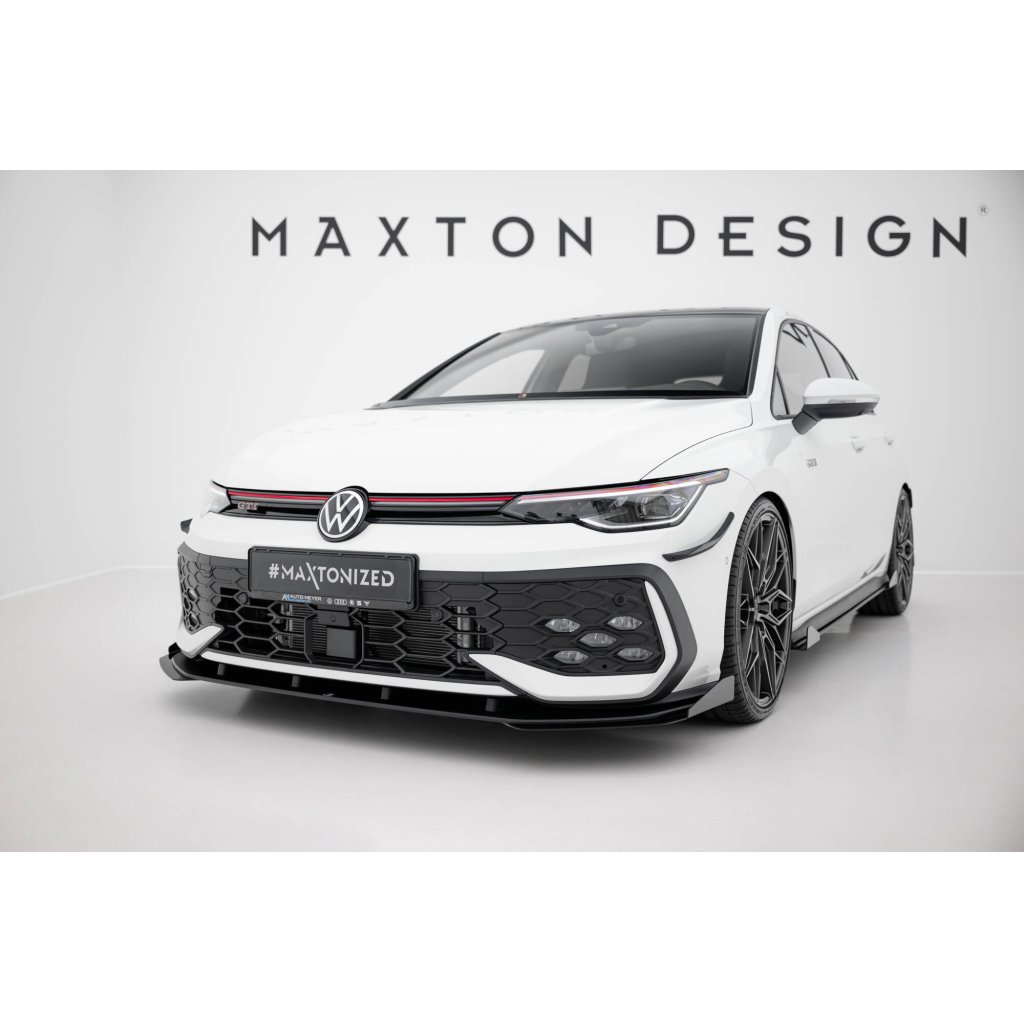Maxton Design "Street Pro" spoiler pod přední nárazník s křidélky pro Volkswagen Golf R-Line Mk8 Facelift, plast ABS bez povrchové úpravy