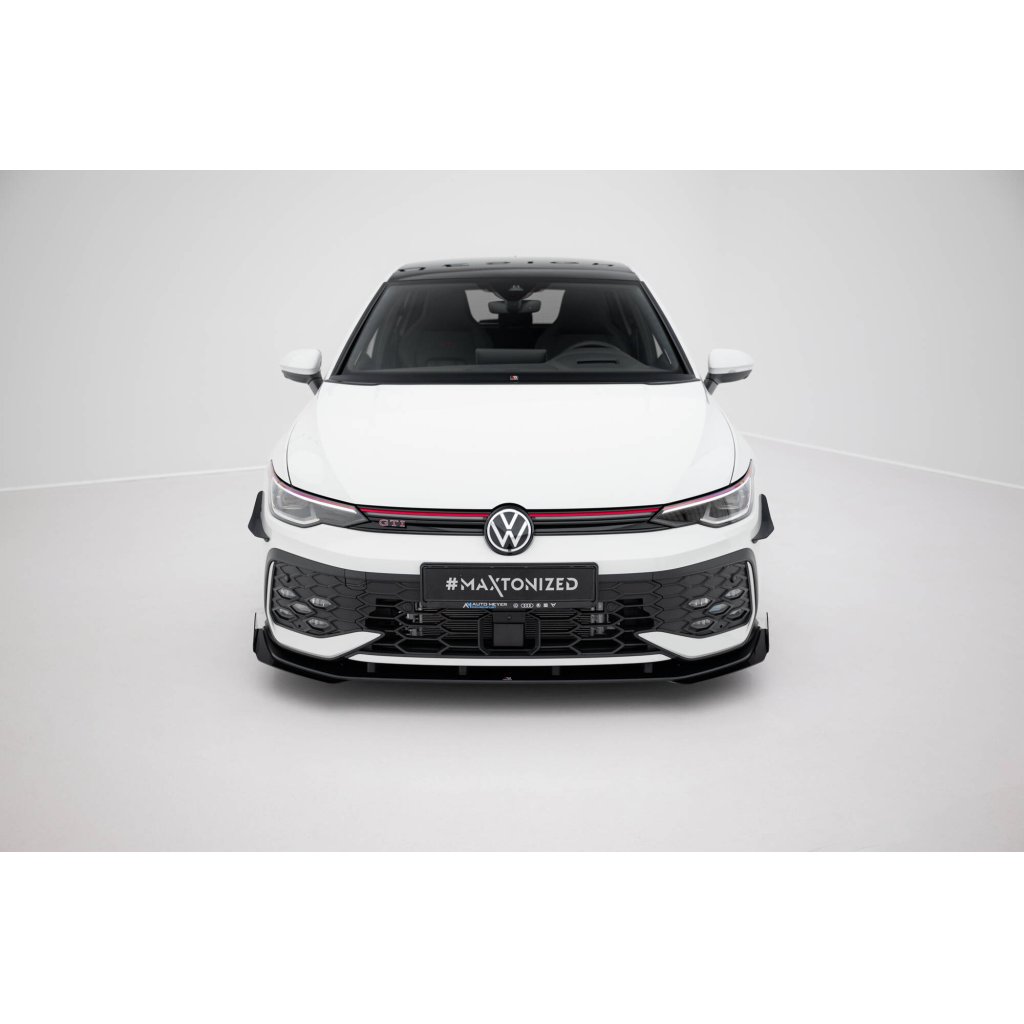 Maxton Design "Street Pro" spoiler pod přední nárazník s křidélky pro Volkswagen Golf R-Line Mk8 Facelift, plast ABS bez povrchové úpravy
