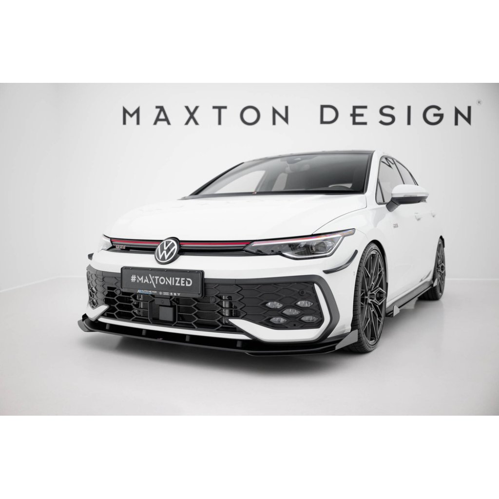 Maxton Design "Street Pro" spoiler pod přední nárazník s křidélky pro Volkswagen Golf R-Line Mk8 Facelift, plast ABS bez povrchové úpravy