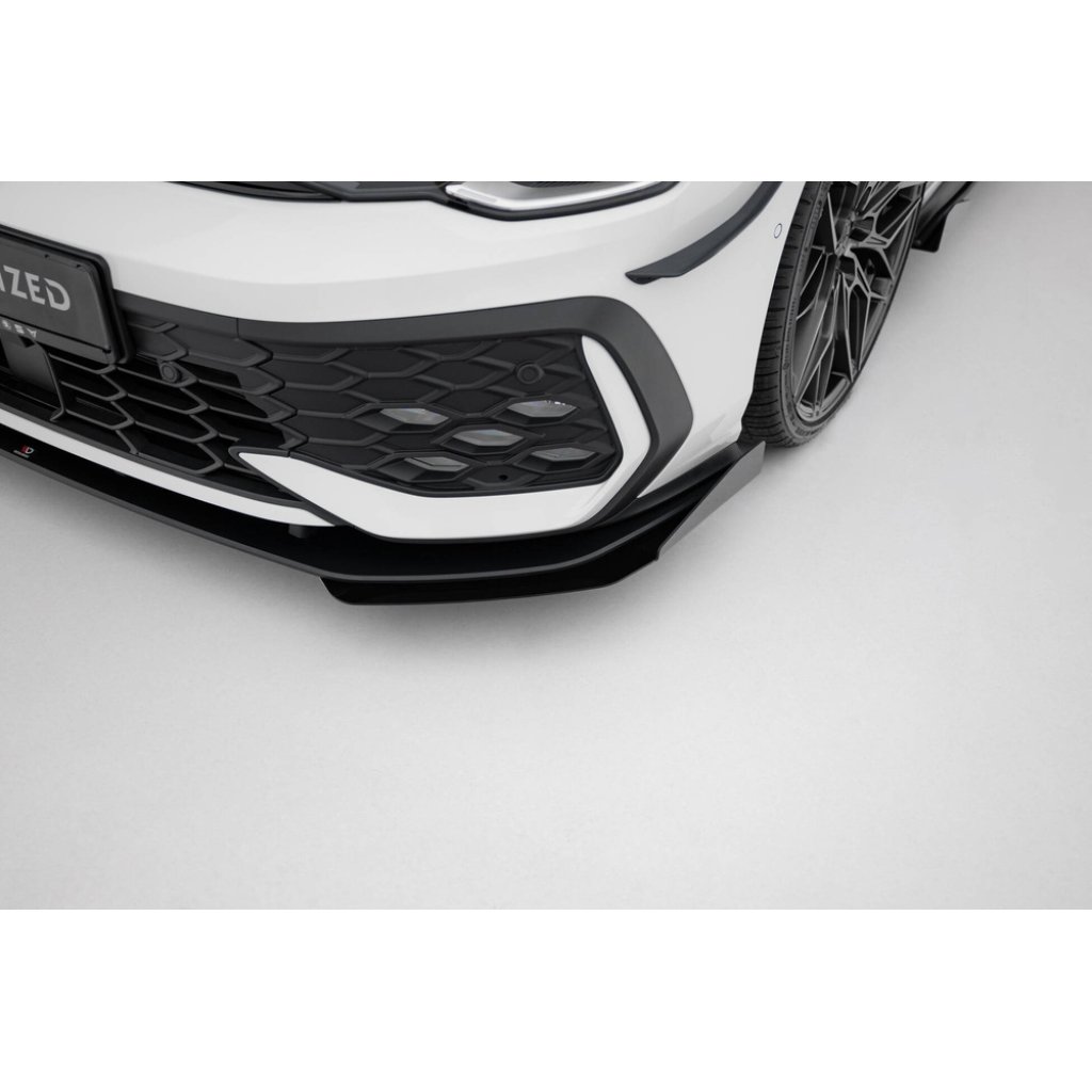 Maxton Design "Street Pro" spoiler pod přední nárazník s křidélky pro Volkswagen Golf R-Line Mk8 Facelift, plast ABS bez povrchové úpravy