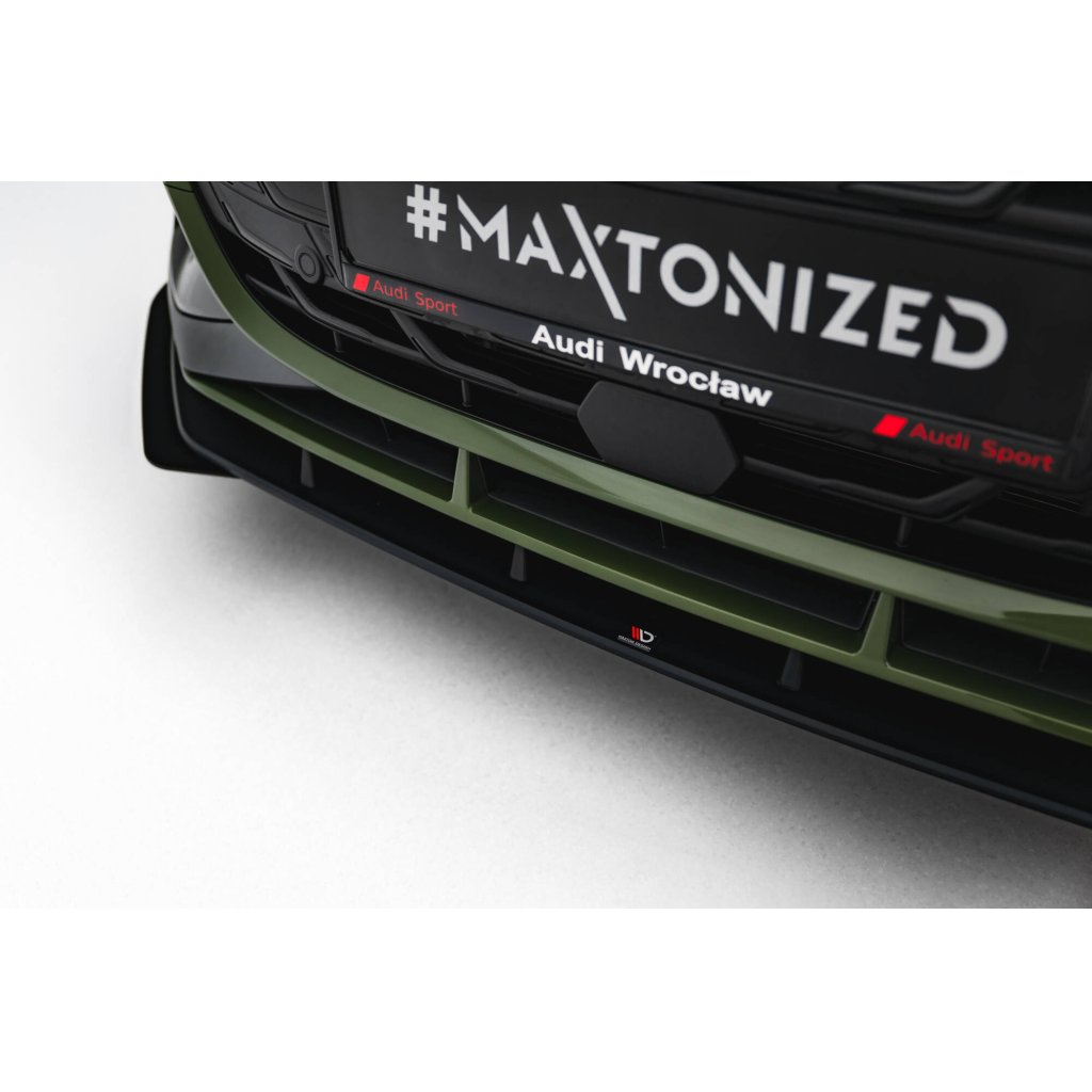 Maxton Design "Street Pro" spoiler pod přední nárazník s křidélky ver.1 pro Audi A3 8Y Facelift, plast ABS bez povrchové úpravy, S-Line / S-Line Sedan